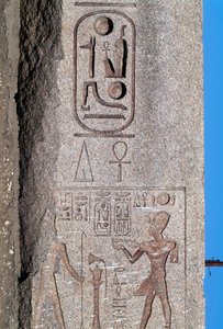 Obelisk med relieffer og inskriptioner af Ramses II, Amons store tempel, Tanis, Egypten, Det Nye Rige, XIX. dynasti af Egyptian 19th Dynasty