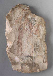 Ostracon: Ramesses II diedes af en gudinde, ca. 1279-1213 f.Kr. af Egyptian 19th Dynasty