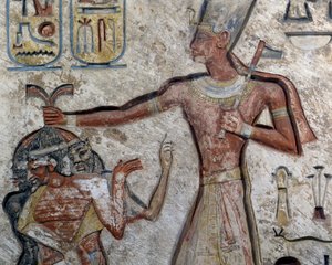 Ramses II holder fanger i håret, detalje, Egyptisk civilisation, Det Nye Rige, XIX. dynasti af Egyptian 19th Dynasty