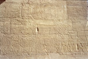 Relief, der viser egyptiske tropper, der stormer den hettitiske by Dapur, fra Great Hypostyle Hall, New Kingdom, C.1297-1185 BC