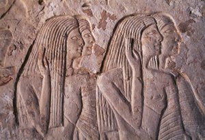 Relief forestillende en gruppe kvinder, Leteyas grav, Saqqara, Egypten, Egyptisk civilisation, Det Nye Rige, XIX. dynasti af Egyptian 19th Dynasty
