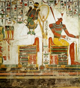 Guderne Osiris og Atum, fra Nefertaris grav, New Kingdom (vægmaleri)