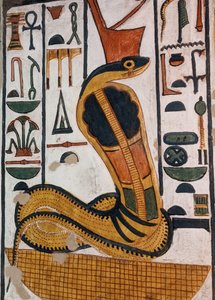 Nefertaris grav / egyptisk gudinde Wadjet (vægmaleri) af Egyptian 19th Dynasty