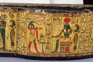 Detalje af den ydre kistebund af mumien af Nesyamun, muligvis fundet i Deir El-Bahri, New Kingdom, ca. 1100 f.Kr. (malet træ) af Egyptian 20th Dynasty