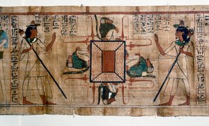 Egyptisk antikvitet: Lake of Fire til Helvede. Papyrus fra en Dødebog. Papyrus fra det 21. dynasti