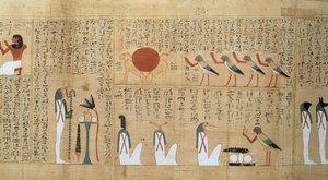 Mytologisk papyrus fra Imenemsaouf, tredje mellemperiode, ca. 1000 f.Kr. (malet papyrus) (detaljer)