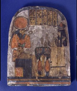 Votivmonument af Tentesamun, Kantressen af Amun, fra Theben, tredje mellemperiode (malet træ) af Egyptian 22nd Dynasty
