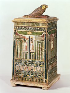 Canopic krukkeæske, fra Saqqara, sen periode (polykrom og forgyldt træ)