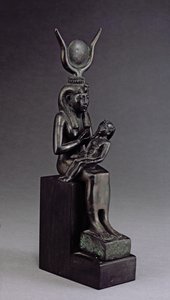 Gudinden Isis dier spædbarnet Horus, sen periode (bronze)