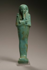 Ushabti-figur for Hekaemsaf, admiral af flåden, regeringstid af Amasis, 570-526 f.Kr. (fajance) (se 270355 for omvendt)