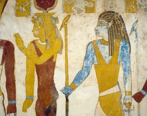 Vægmalerier fra Tomb of Pa Nentwy, Bahariya Oasis, Giza, Egypten. Egyptisk civilisation, 26. dynasti, 663-525 f.Kr. af Egyptian 26th Dynasty