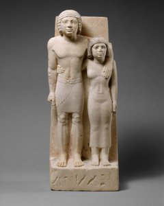 De kongelige bekendte Memi og Sabu, ca. 2575–2465 f.Kr. (kalksten og maling)