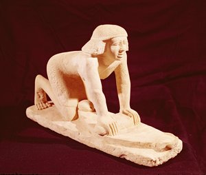 Model af en tjener, der maler korn, Old Kingdom, fra Saqqara