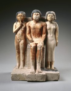 Statue af Nykara og hans familie, sent 5. dynasti, Det gamle kongerige, ca. 2455-2350 f.Kr. (malet kalksten)