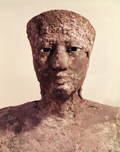 Statue af Pepi I (2289-2255 f.Kr.) detalje af hovedet, fundet ved Hierakonpolis, ca. 2281-2241 f.Kr. (kobber)