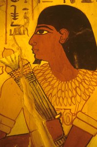 Det gamle Egypten, Sennufers grav, vægmaleri, vægmaleri, fresko, Sennufer modtager lotusknopper, borgmester i Theben, opsynsmand under Amenophis II af Egyptian Egyptian