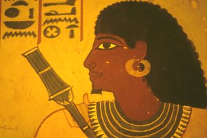 Det gamle Egypten, Vægmaleri/fresco, Sennufers grav, Theben/Luxor, Sennufer holder scepter, borgmester i Theben, opsynsmand under Amenophis II af Egyptian Egyptian