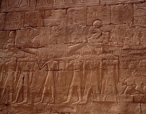 Egyptiske antikviteter: relief fra Karnak-templet (Karnak), Luxor, Egypten