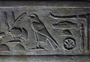 Hieroglyps, Faraos bi og Horus-falken, Horus-templet, Edfu af Egyptian Egyptian