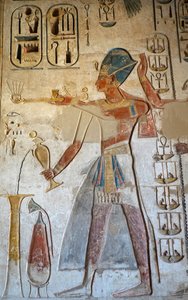 Farao, Horus-templet, Edfu (freskomaleri) af Egyptian Egyptian