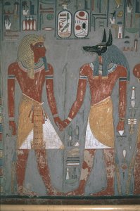 Farao og Anpu holder hinanden i hånden af Egyptian Egyptian