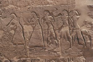 Relief af skriver og fange i Ramses III