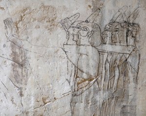Skitsetegning af en gruppe mænd, Ramoses grav af Egyptian Egyptian