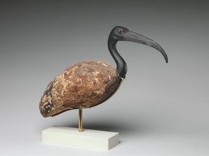 Ibis (malet træ og bronze, glasøjne) af Egyptian Ptolemaic Period
