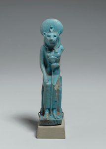 Siddende figur af Sekhmet, 305-30 f.Kr. (glaseret fajance) af Egyptian Ptolemaic Period
