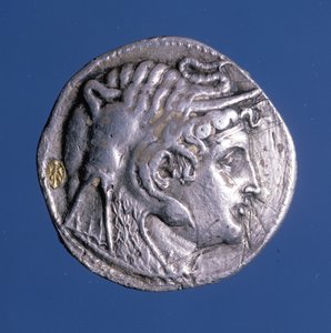 Sølvmønt med billedet af Ptolemæus I Soter (367 f.Kr. - 283 f.Kr.), konge af Egypten.