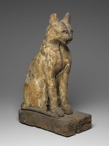 Stor figur af en kat (træ, gesso og linned)