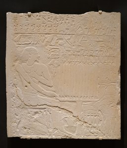 Relief fra Khnumtis grav, ca. 2345-2184 f.Kr. (hvid kalksten) af Egyptian School