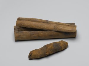 Lille kiste af slange, med mumie, 664 BC-322 BC (træ, dyrerester og linned)