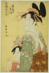 Hanaogi of the Ogiya, fra serien "Beauties of the Pleasure Quarters (Seiro bijin awase)" af Eishōsai Chōki