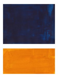 Indigo-orange abstrakte blokke af Ejaaz Haniff