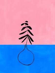 Minimalistisk lyserød og blå plante af Ejaaz Haniff