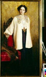 Portræt af skuespillerinden Vera Komissarjevskaia (Komissarzhevskaya) (1864-1910). Maleri af Ekaterina Sergeevna Zarudnaya Kavos (1862-1918), olie på lærred, ca. 1906. Russisk kunst 20. århundrede. State Central A.Bakhrushin Theatre Museum, Moskva. af Ekaterina Sergeevna Zarudnaya-Kavos