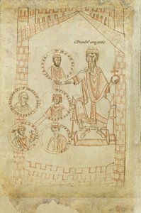 Salian Dynasty Family Tree: Conrad II, Henry III, Henry IV, hans kone Eupraxia of Kiev, Henry V, 12. århundrede af Ekkehard of Aura
