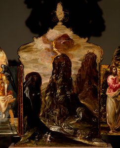 Sinai-bjerget, bærbart triptykalter, af El Greco (1541-1614)