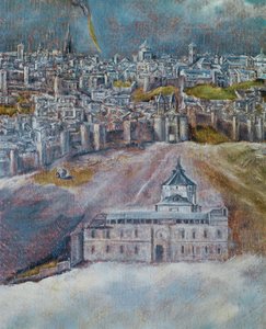 Udsigt og kort over Toledo (maleri på lærred)