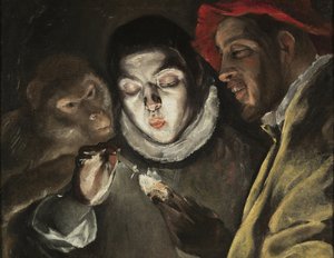 La fable - Peinture de Dominicos Theotokopoulos dit Le Greco (1541-1614), huile sur toile (50,5x63,6 cm), vers 1580 - (Fabelen, olie på lærred af El Greco) - Museo del Prado, Madrid (Espagne) af El Greco