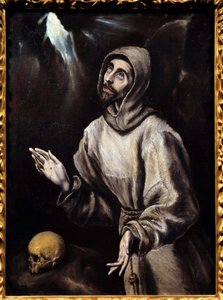 Sankt Francois af Assisi (1181-1226) modtager stigma Maleri (Vanita) af Domenikos Theotokopoulos dit El Greco (1541-1614) 1595 Søn. 0,76x0,57 m Pau, Museum of Fine Arts af El Greco