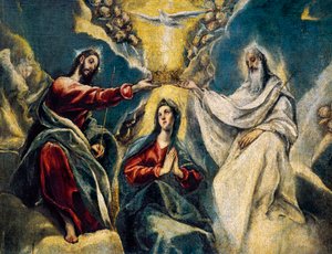 Jomfruens kroning, detalje af El Greco