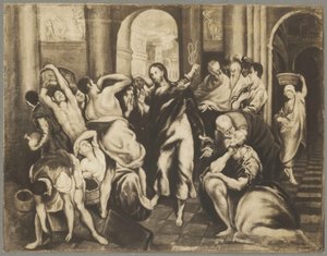 Kristus driver vekselererne ud af templet af El Greco