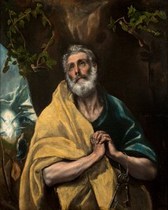 Spansk: Las lágrimas San Pedro o San Pedro en lágrimas Sankt Peter i tårer af El Greco