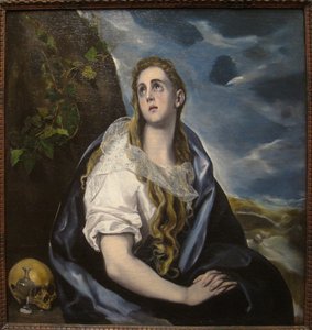 Spansk:  Magdalena penitente (El Greco, Worcester) Den angrende Magdalene af El Greco