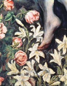 Den ubesmittede undfangelse detalje af blomster 1607-13 olie på lærred se 90015