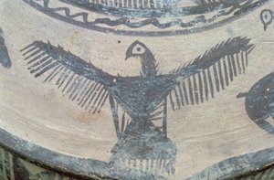 Åbenvinget rovfugl, fra oversiden af et stort kar, Fasa ware, ca. 2000 f.Kr. (malet ler) (detalje) (se også 179137)