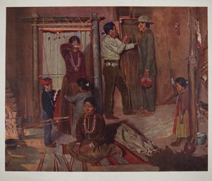 Forlader hjemmet til Carlisle Indian School (chromolitho)