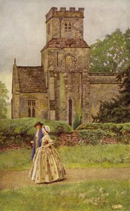 Jeg forlader kirken i prædiketiden (farve litho) af Eleanor Fortescue Brickdale